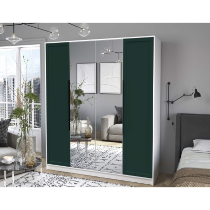 Шкаф распашной Тренд КТ-Ш4 (з) (Белый платинум ЛДСП/ Изумруд ЛМДФ) Ш1800 В2128 Г547